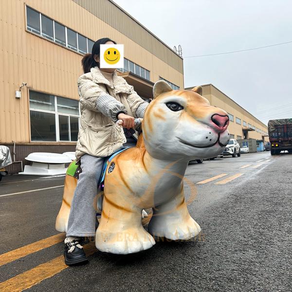 Golden Electric Dinosaur Ride on Scooter for Kids in Shopping Mall