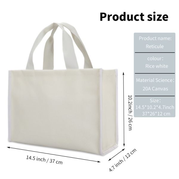 Canvas Tote Bag Eco Friendly Shopping Bags Retail Heavy Duty Thick Bottom 4x4x10