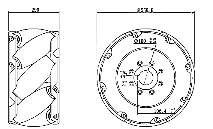 22 Inch 558mm Industrial Mecanum Wheels Medium Duty Electric Drive Mode