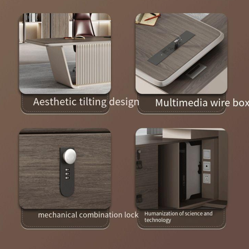 Wooden Filing Cabinet L Shaped Office Desk for Executive Work in Commercial Setting