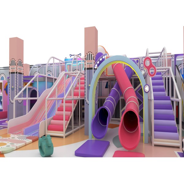 Multi Slide Family Entertainment Center Dream Castle Theme with Interactive Zones Complex