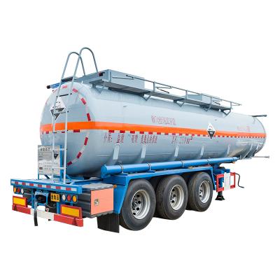 3 axles Large Tank Semi Trailer For Dangerous Chemical Liquid Transport 32T Max Payload