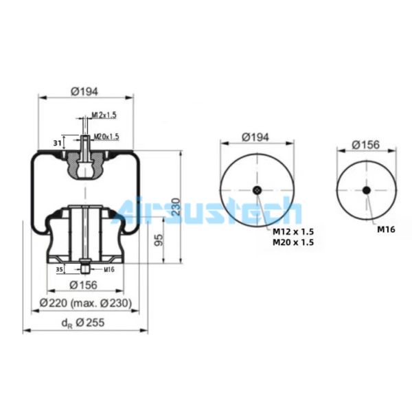 S.T. SYSTEM TRUCK 05101100 Suspensión de autobús Primavera de aire completa para reducir el choque
