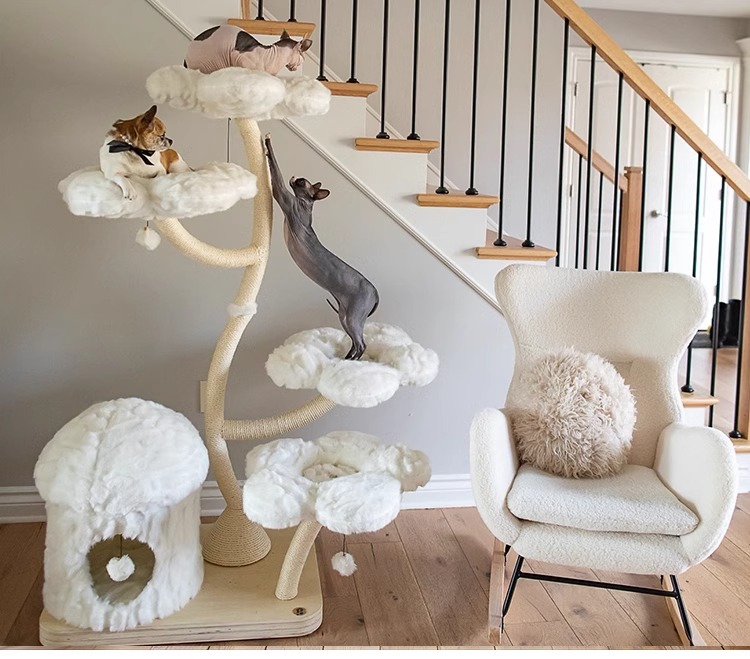 New Design Cat Climbing Tower Condo Indoor Wooden Flower Cat Tree with Natural Sisal Scratching Post