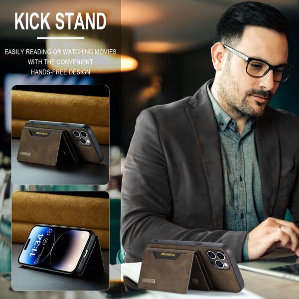 Business Design PU Wallet Case para iPhone 14 15 Pro Max 2 em 1 Cobertura de celular magnética