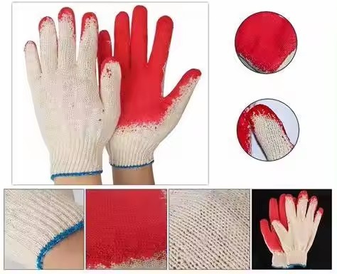 Экономичный Красная латексная перчатка Пахта трикотажные защитные приспособления Промышленное садоводство Строительство Безопасность Рабочие перчатки