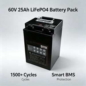 60V 25Ah LifePO4 Lithium Battery Pack 20S1P 40A BMS 800W for Electric Bicycle Tricycle