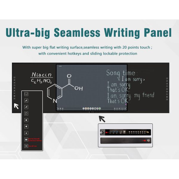 75 Inches 4K Resolution Smart Digital Blackboard with Infrared Touch for Interactive Teaching