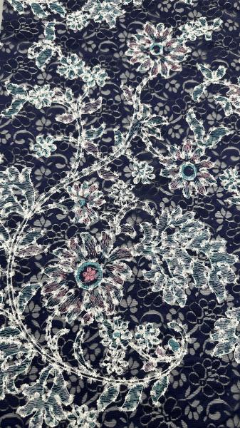 Embroidures personnalisées Tissu en dentelle élégant 3D Floral Embroidery Luxe 100% coton