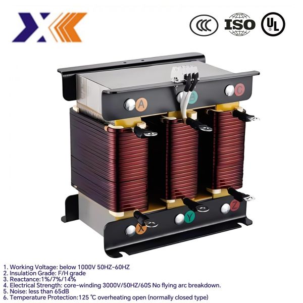 Three Phase Input Line Reactor Filter Ac Reactor 2.2kw Ac Input 7.2kwar Tolerance ±3%