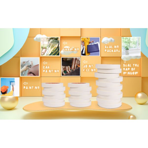 10-Packs 0.75 Inch General Purpose Masking Tape 3/4 Inch X 55 Yards Crepe Paper Acrylic Adhesive for Craft Art Office School Use