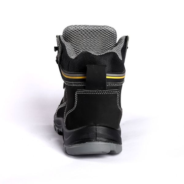 Mid Top Work Shoes Steel Toe Men'S Industrial Safety Shoes Anti Smash Genuine Leather Oil Proof