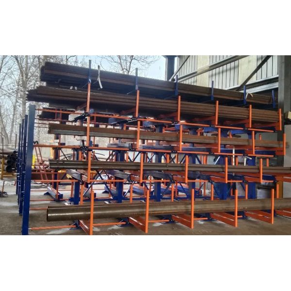 B52: Long Material Storage Roll out Cantilever Rack Bar Stock & Pipe Roll out Cantilever Rack