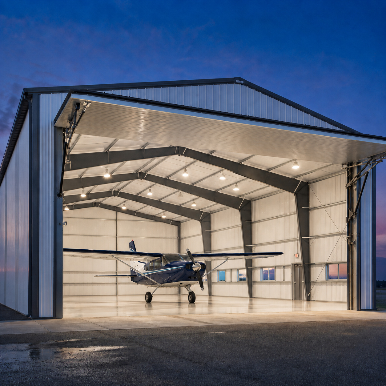 Galvanized Steel Prefab Aircraft Hangar Sliding Or Bi-Fold Door Type