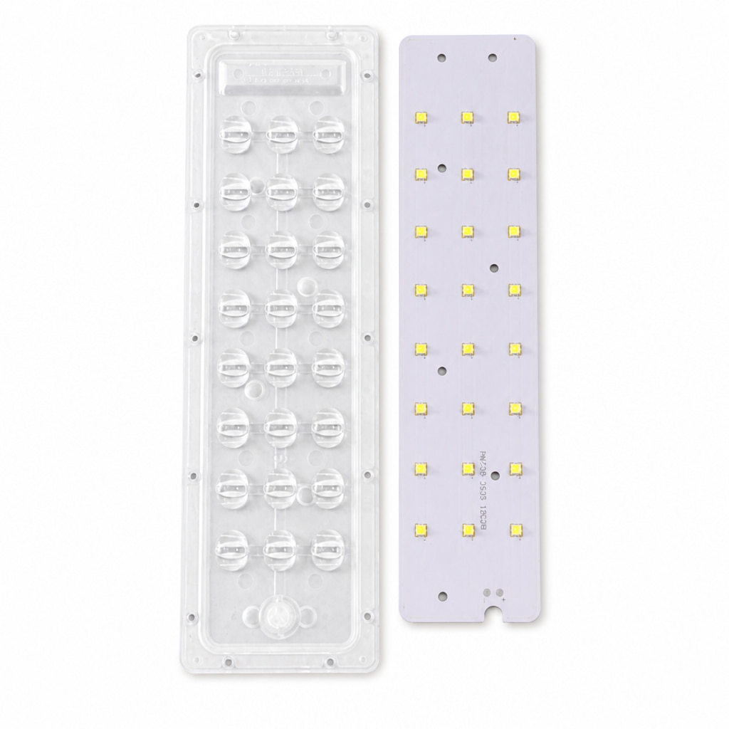 24W LED Street Light Module Cover 45×143 Degree Asymmetric Optical PC Lens with SMD 3535 LED PCB Board