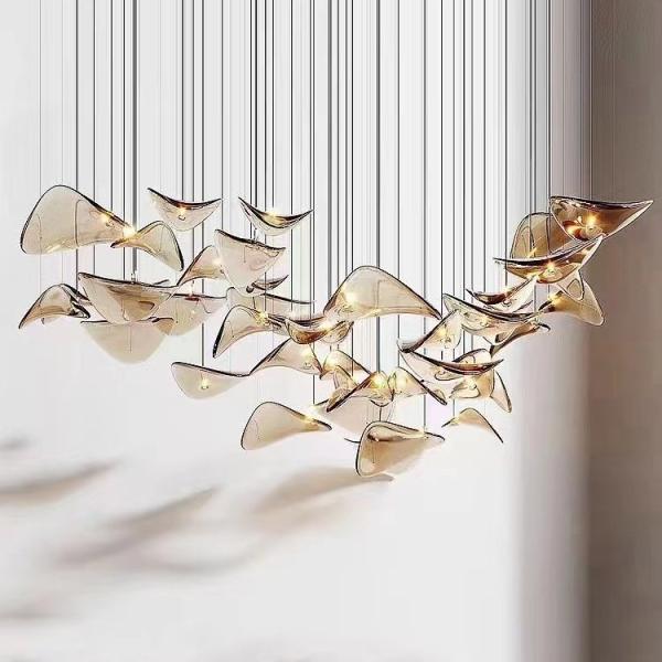 Hotel Lobby Glass Chandelier Creates Villa Living Room Dining Room Pendant Light Chandeliers