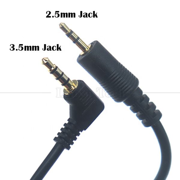 2.5mm 3 polos Jack a 90 grados ángulo derecho 4 polos 3.5mm TRRS Jack cable de audio estéreo para TV Radio