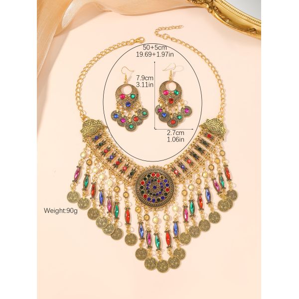 Ensemble de collier pour femmes. Ensemble de bijoux de perles pour femmes. Ensemble de bijoux plaqués d'or. Ensemble de bijoux de temple pour femmes.