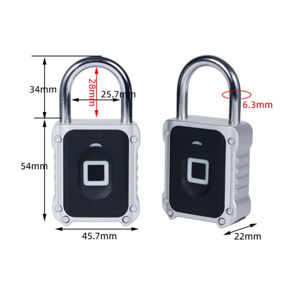 IP67 Waterproof Eco-Friendly Security Smart Fingerprint Padlock Zinc Alloy+ABS Tuya App Compatible 304 Stainless Steel Shackle