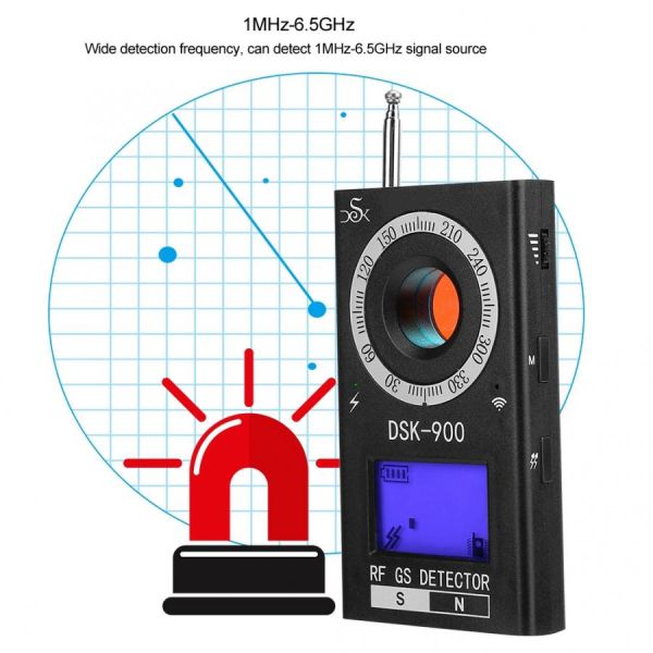 Handheld Wireless RF Signal Detector 1MHz - 6.5GHz For Car GPS And Hidden Camera Tracker