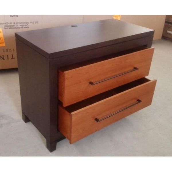 Double Drawer Wooden Hotel Room Dresser / Long Handle Luxury Bedroom Furniture