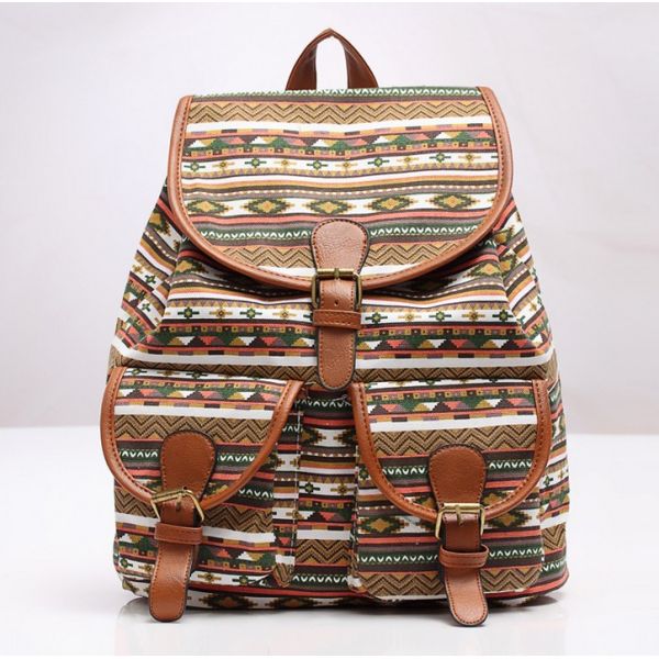 2016 new spring and summer fashion casual female bag printing canvas backpack