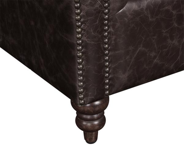 Retro Distressed Leather Winged Armchair , High Back Upholstered Chairs With Arms