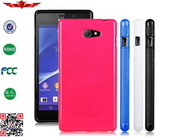 Fashion Design Brand New Colorful TPU Cover Case For Sony Xperia M2 Soft High Quality