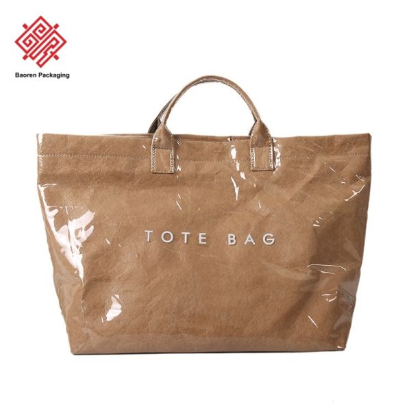 Fashion Dupont Paper Bag for Women 2026 New Trend Commuting Large Capacity Washable Tyvek Tote Shopping Bag with PVC Outer Layer