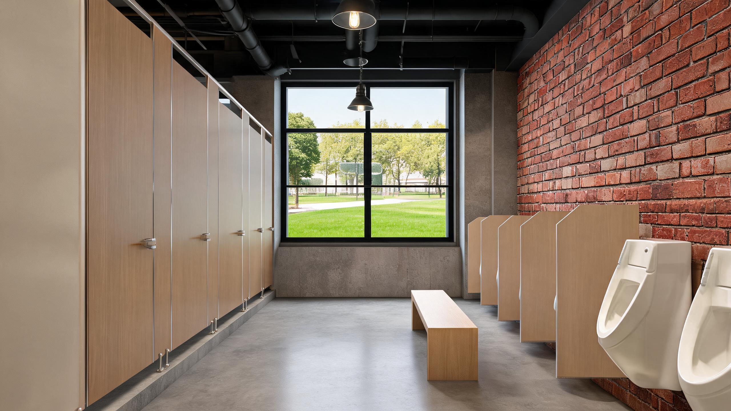 Custom Phenolic Toilet Partitions for Factory｜Public Restroom Partition System for Office, Stadium & Hospital