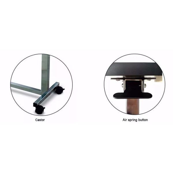 Stainless Steel Adjustable Overbed Tray With Wheels Brake Rolling Laptop Bed Table