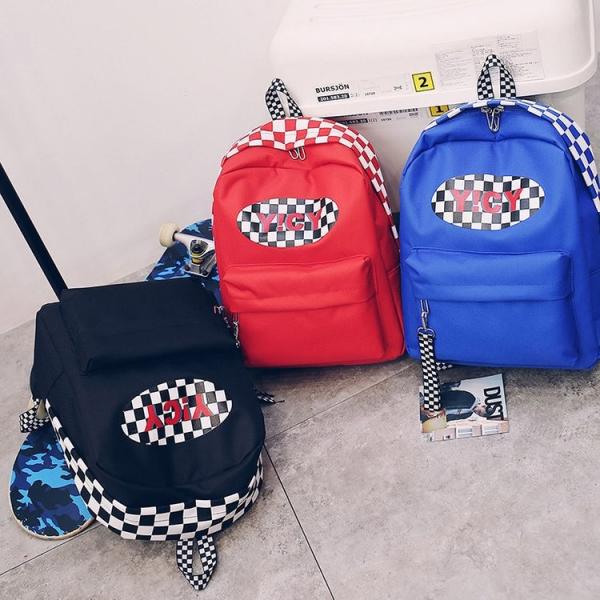 New 2018 backpack checkerboard pattern hip-hop street trend student bag