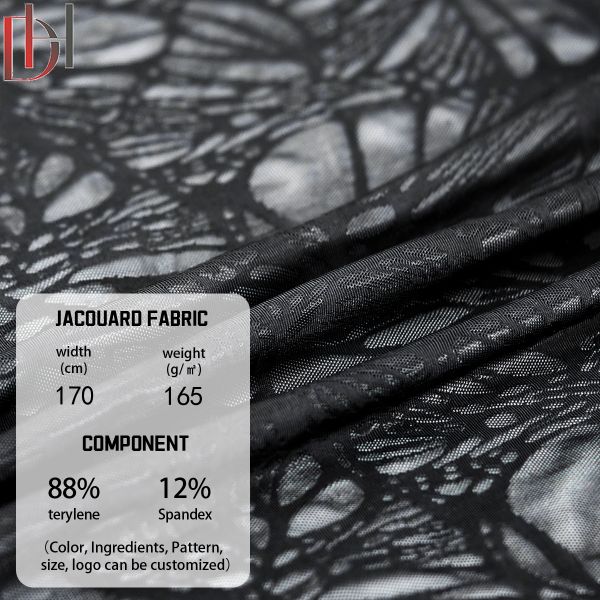 Ice Silk Oilproof Tricot Jacquard Fabric Customized 88% Polyester 12% Spandex