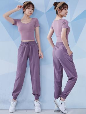 Breathable 190g Short Sleeve T Shirt And Joggers Set Ladies Athletic Wear
