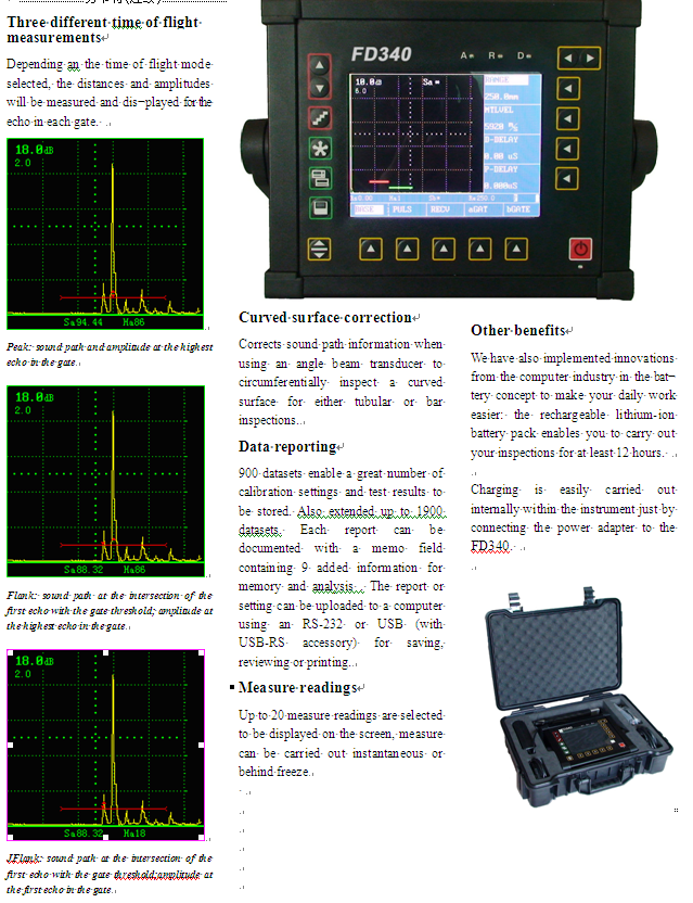 Universal Ultrasonic Flaw Detector With LED Backlight Bright Color Display USMFD34035X
