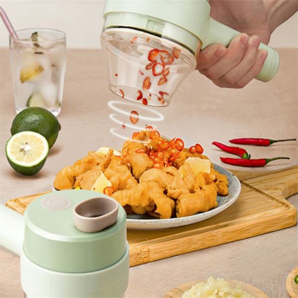 Europe Portable 4 in 1 Vegetable Cutter Set Smart Gadget Electric Slicer Kitchen Chopper