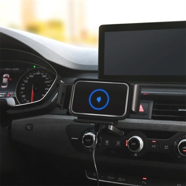 2A 9V Wireless Charging Magnetic Car Mount Qi Auto Clamping Car Phone Holder