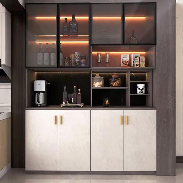 Plywood Hardwood Living Room Furniture  Glass Showcase Cabinet Display Multifunctional