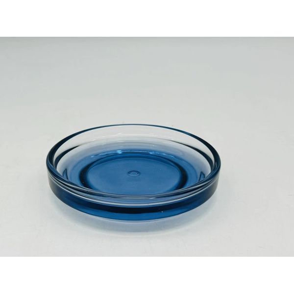 Blue Glass Bathroom Accessories Round Shape With Bubble Effect Hand Wash Dispenser Soap Dish For Bathroom