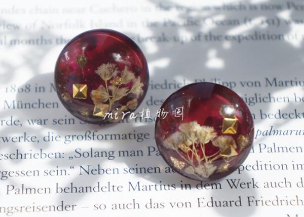Starry Scar BabysBreath Round Crystal Wine Red 925 Silver Saudi Arabia Druzy Quartz Earrings