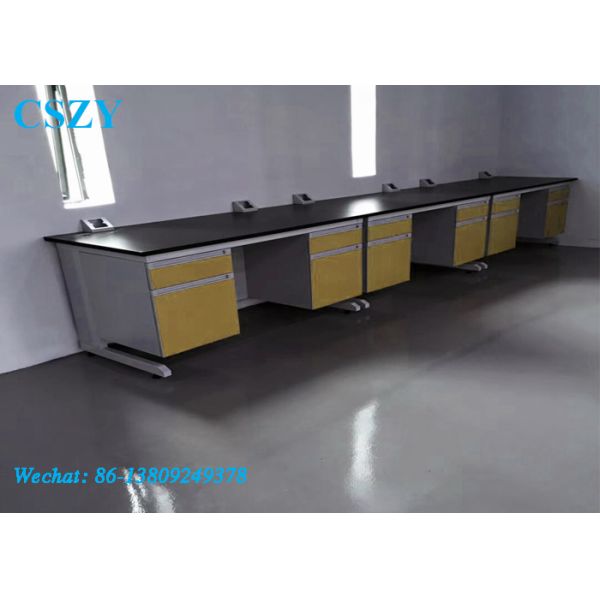 C-Frame Wood Steel Chemical Laboratory Wall Bench With Epoxy Resin Top
