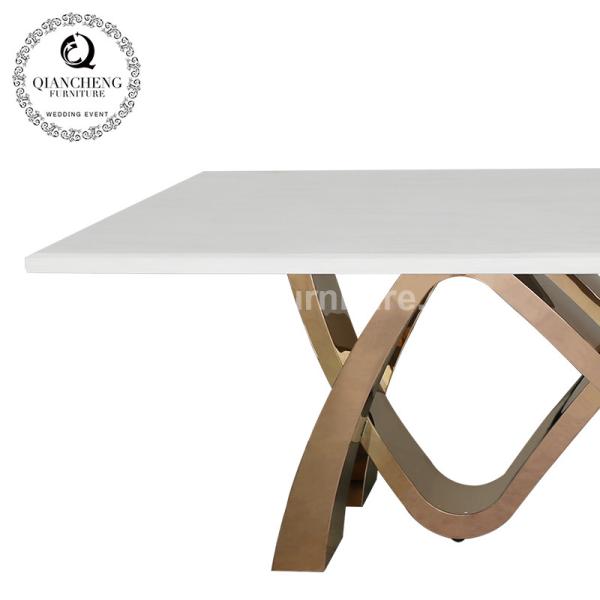 78inch pés de aço inoxidável do metal de Seater da mesa de jantar de mármore luxuosa 8