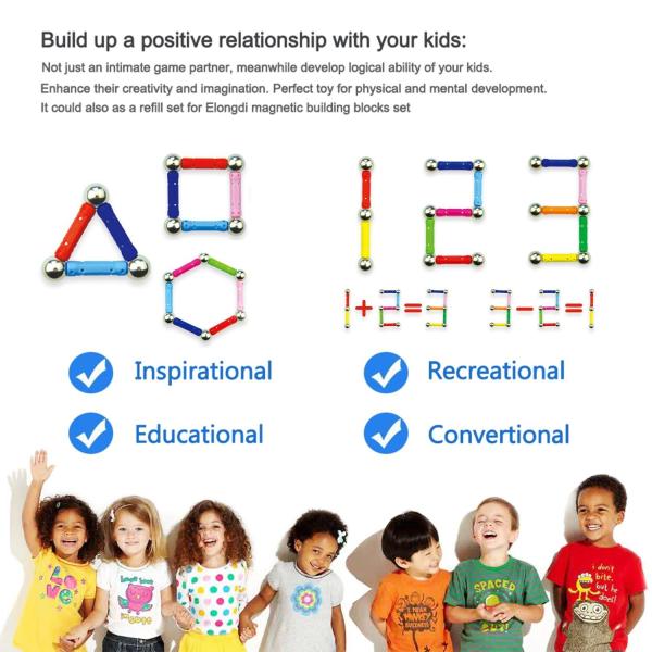 Kellin Magnetic Toys 130 Pieces - Magnetic Building Sticks Building Blocks Set Educational Toys Magnetic Blocks Sticks