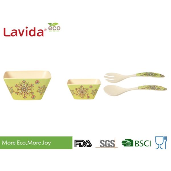 Heat Resistance Bamboo Fiber Dinnerware Popular Multiple Colors Abstract Flower Print