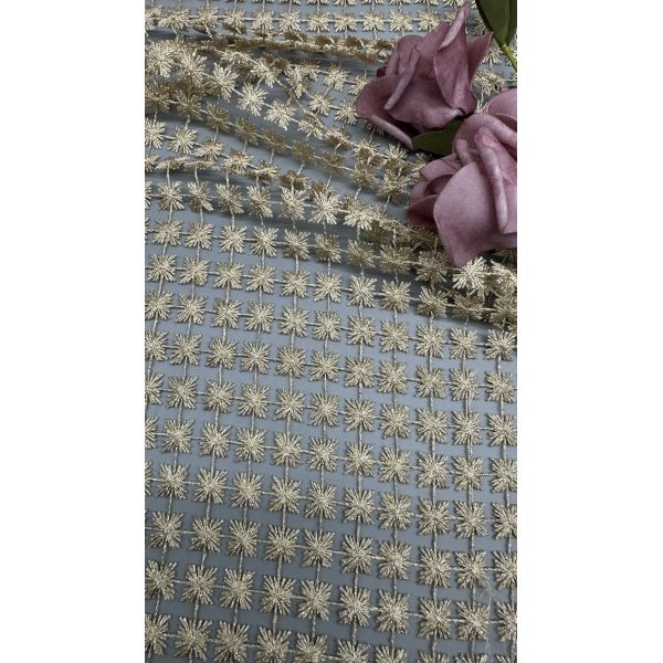 Tela de encaje metálico bordado, ahuecada, brillante, transpirable, para vestidos de novia