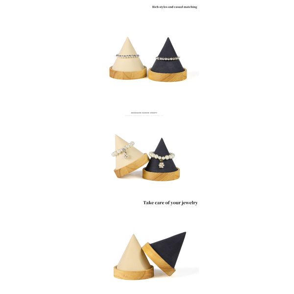 Wooden Cone Shaped Jewelry Display Stand for Bracelet Bangle Watch Exhibition