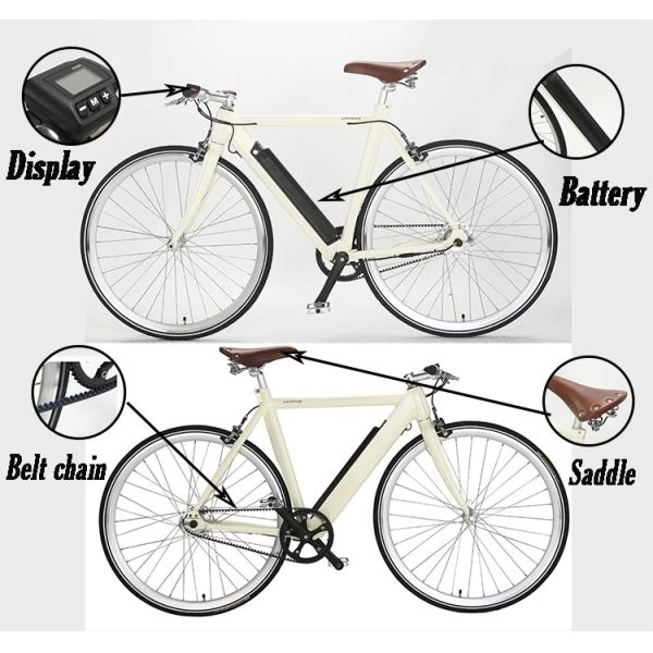 Single Speed Electric Commuter Bike 36V 250W Rear Motor Max Load 100KG