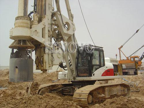 Rotary drilling rig TR250W mounted on original CAT base with pull winch system for CFA pile and bored pile
