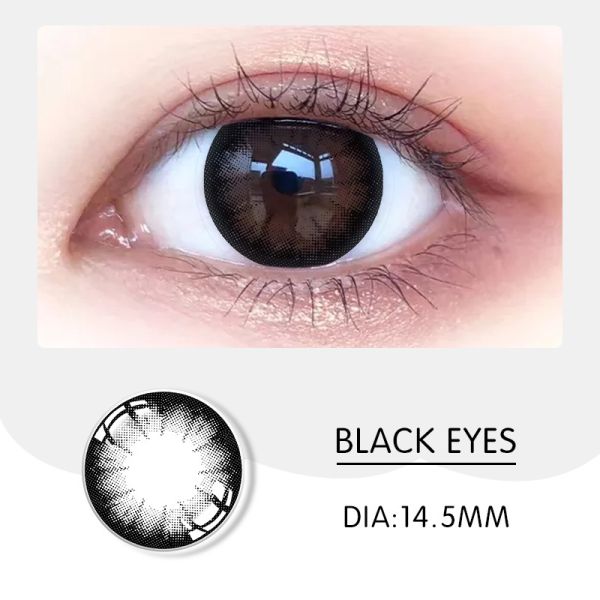 ODM Realistic Circle Black Rim Contact Lenses 14.5mm For Big Eyes