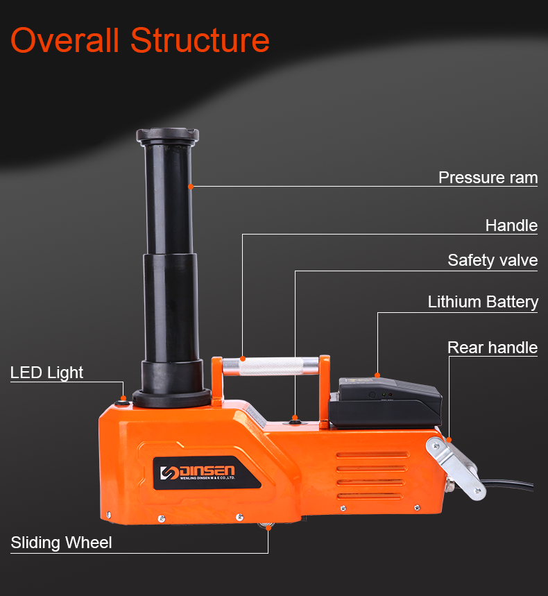 Тонна гидравлический Джек с задней ручкой, гидравлический Джек DC 24V 10 для тележки